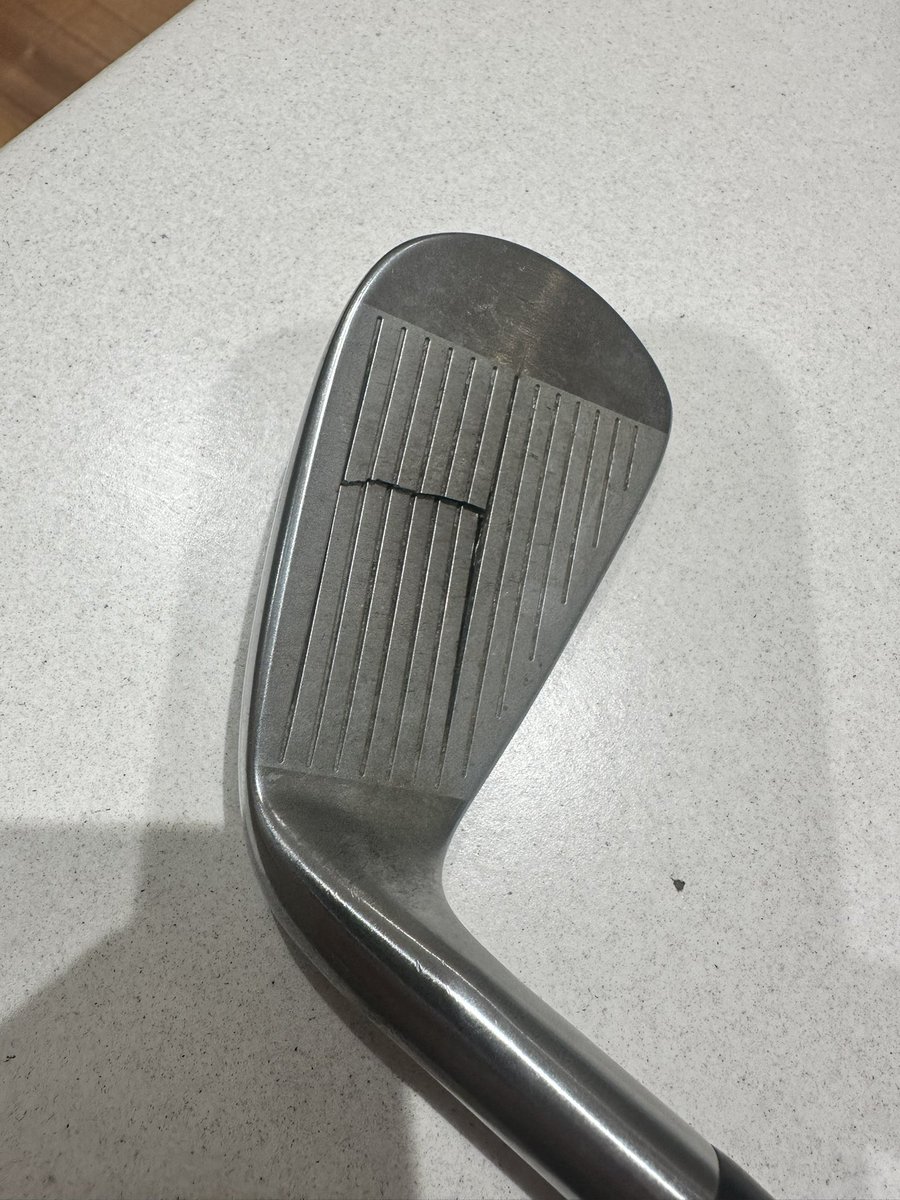 melbengolfer's tweet photo. Another @titleist #t200 club from my set that just has caved in and titleist wont replace it. Won’t be able to sell a full set unless I spend $300 replacing 1 club that broke from hitting golf balls? Ooft. Might have to find a new fav brand. https://t.co/51rGoB00wB