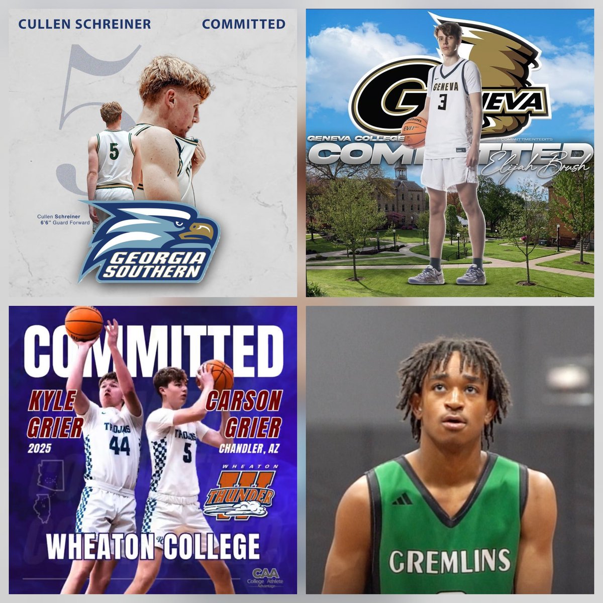 <a href="/cullenschreiner/">Cullen Schreiner</a> - <a href="/GSAthletics_MBB/">Georgia Southern Men's Basketball</a>
<a href="/ElijahBrush/">Elijah Brush</a> - <a href="/GenevaAthletics/">Geneva Athletics</a>
<a href="/grier_carson/">Carson Grier</a> - <a href="/Wheaton_Thunder/">Wheaton Thunder</a>
<a href="/KyleGrier_10/">Kyle Grier</a> - <a href="/Wheaton_Thunder/">Wheaton Thunder</a>
<a href="/Drewalex10_/">Drew Alexander</a> - <a href="/LAHC_Basketball/">LA Harbor Men’s Basketball</a>
