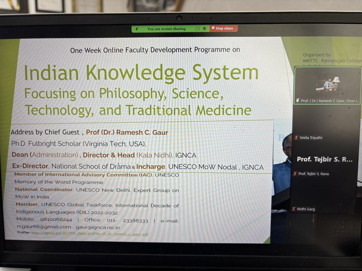 gaurrc's tweet photo. Honoured to deliver the Inaugural Address at the One-Week Online FDP on Indian Knowledge System (Ramanujan &amp; Shivaji College, DU – 18 Aug 2025). About 114 faculty members from across India participated. #IKS #FDP  @ugc_india @EduMinOfIndia @AICTE_INDIA @IKS_Media @Delhiuniversit https://t.co/6hjoYR0yo9