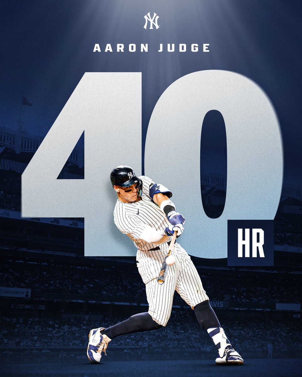 Aaron Judge has a 40-HR season for the 4th time in his career!