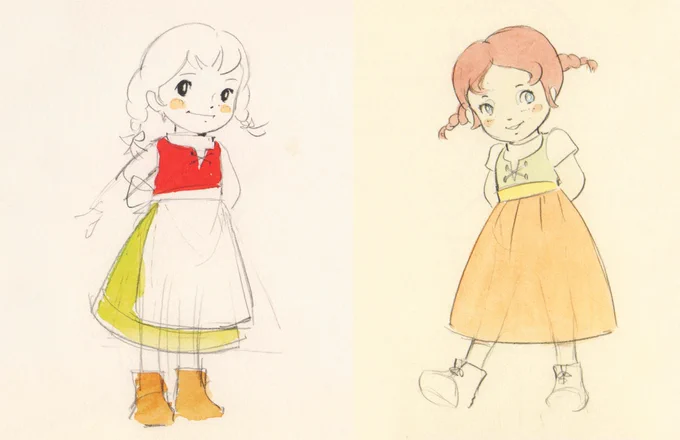 Character design work by Yoichi Kotabe for Heidi, Girl of the Alps (1974), dir. Isao Takahata, Zuiyo Eizo