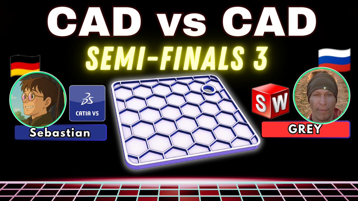 New EPIC CAD vs CAD Tournament highlight! HEX PAD: youtube.com/watch?v=08HJKf…
CATIA vs SOLIDWORKS in the Semi-Finals
#CAD #tournament #battle #competition #catia #solidoworks