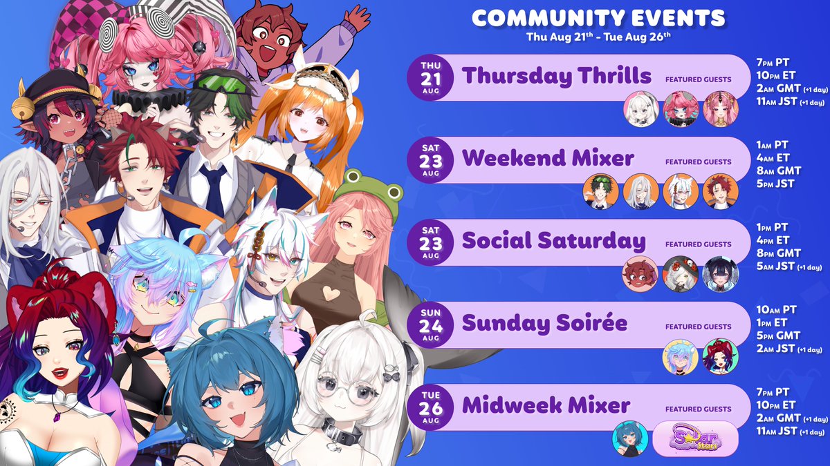🫵 YOU'RE INVITED 🫵

Mark your calendars vupiecuties, it’s another JAM-PACKED week on vupechat.com! 

Come see what all the hype is about &amp; meet some new friends!

Save the dates or join our Discord to RSVP! 
⇢ discord.gg/edvXQG742P