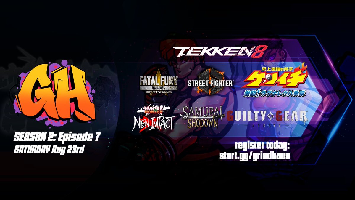 Friendly Reminder Grind Haus S2 EP 7 is this Saturday! Come See us at Pangaea Brewing for some SF6, Tekken 8 and other great Fighters! Don't Forget We got a $50 Pot Bonus for Street Fighter 6, so lets get those numbers up! We hope to see everyone there!