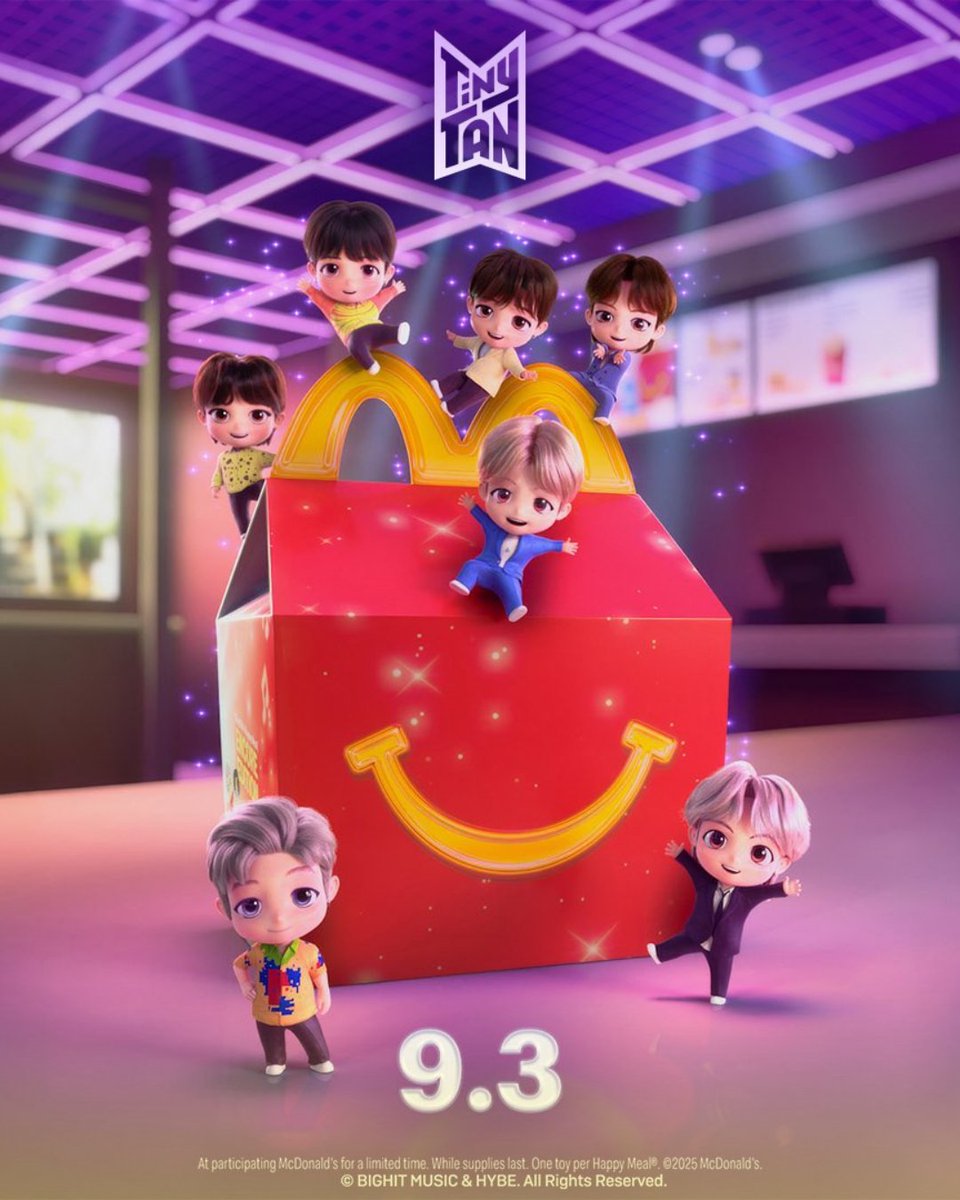 Que_masMX's tweet photo. A través de sus redes sociales, Mc Donald's anuncia colaboración de “#BTSTINYTAN X #MCDONALDS” 🟣🎶🍟
Esto después Después de #BTSMeal en 2021 y #BT21 en 2023 de #MCDonalds.
#QuéMás #Colaboracion #Kpop #KpopNews #BTS #Army https://t.co/oVYVz0Wd16