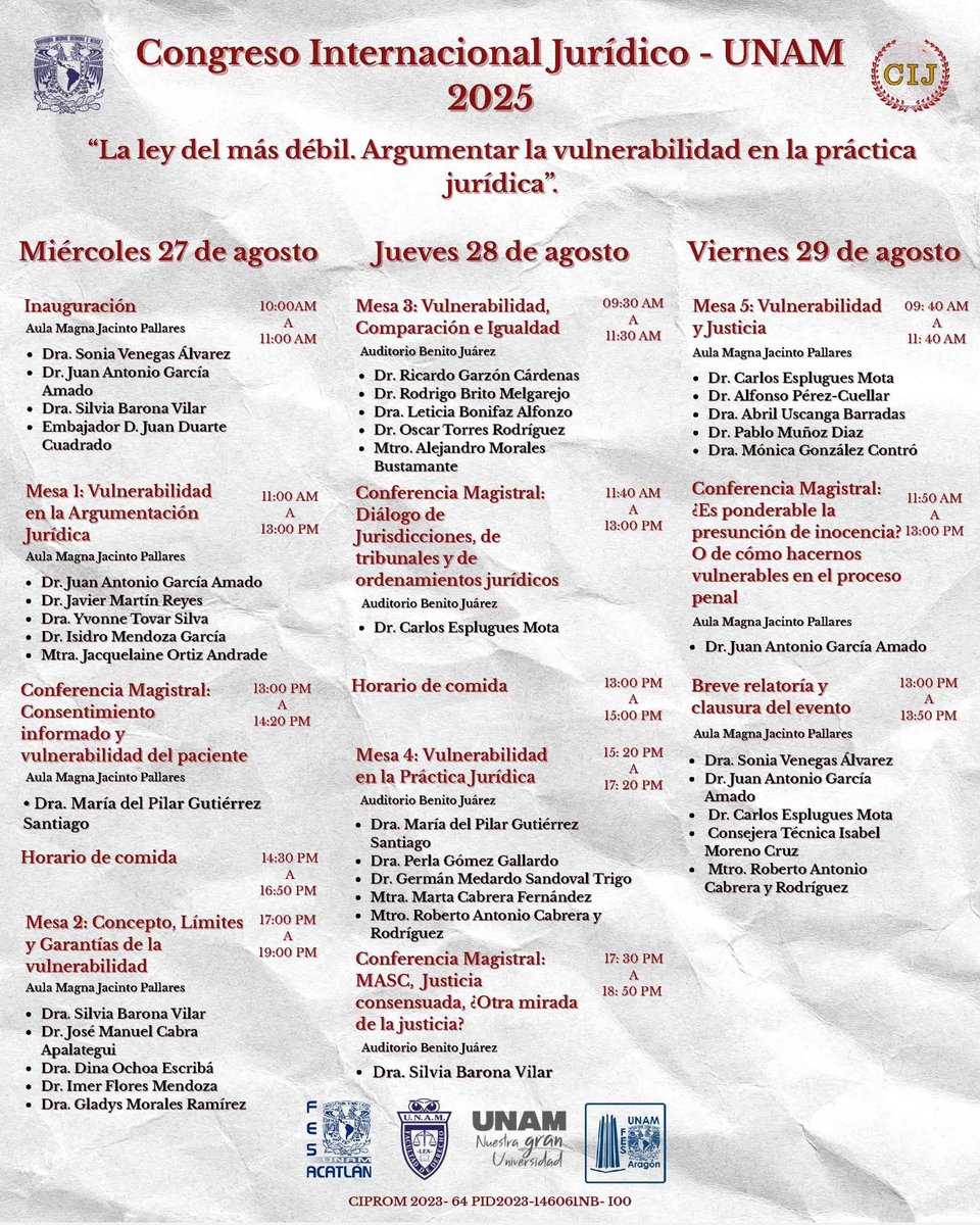 Israel Alberto Hernández (@politicaderecho) on Twitter photo La próxima semana se llevará a cabo en la <a href="/DerechoUNAMmx/">Facultad de Derecho</a> el “Congreso Internacional Jurídico” con la presencia de <a href="/JuanAGAmado/">Juan A. García Amado</a>, <a href="/RicardoGarzcar/">Ricardo Garzón Cárdenas</a>, <a href="/imerbflores/">Imer B Flores</a>, <a href="/ab_ril/">Abril Uscanga-Barradas</a>, Mónica González Contró, <a href="/leticia_bonifaz/">Leticia Bonifaz</a>, entre muchas y muchos juristas más. La próxima semana se llevará a cabo en la <a href="/DerechoUNAMmx/">Facultad de Derecho</a> el “Congreso Internacional Jurídico” con la presencia de <a href="/JuanAGAmado/">Juan A. García Amado</a>, <a href="/RicardoGarzcar/">Ricardo Garzón Cárdenas</a>, <a href="/imerbflores/">Imer B Flores</a>, <a href="/ab_ril/">Abril Uscanga-Barradas</a>, Mónica González Contró, <a href="/leticia_bonifaz/">Leticia Bonifaz</a>, entre muchas y muchos juristas más.