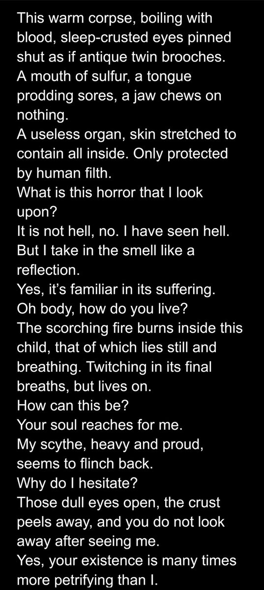 keysred's tweet photo. A poem about a grim reaper meeting a #pwME https://t.co/oYgVvHluKI