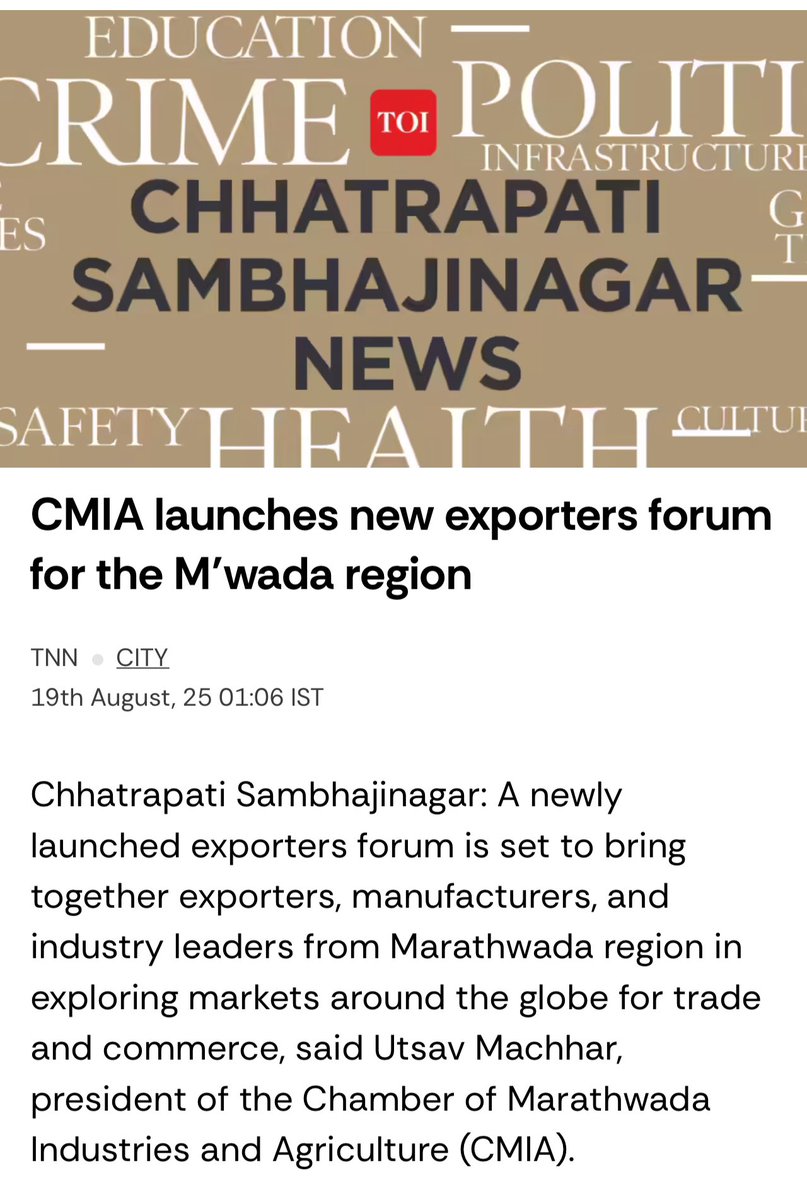 utsavmachhar's tweet photo. Thank you @timesofindia for always supporting @CMIAAurangabad and its initiatives. You truly motivate us to do better. @atharveshraj @RavishsoniSoni https://t.co/6cd5o6uirO