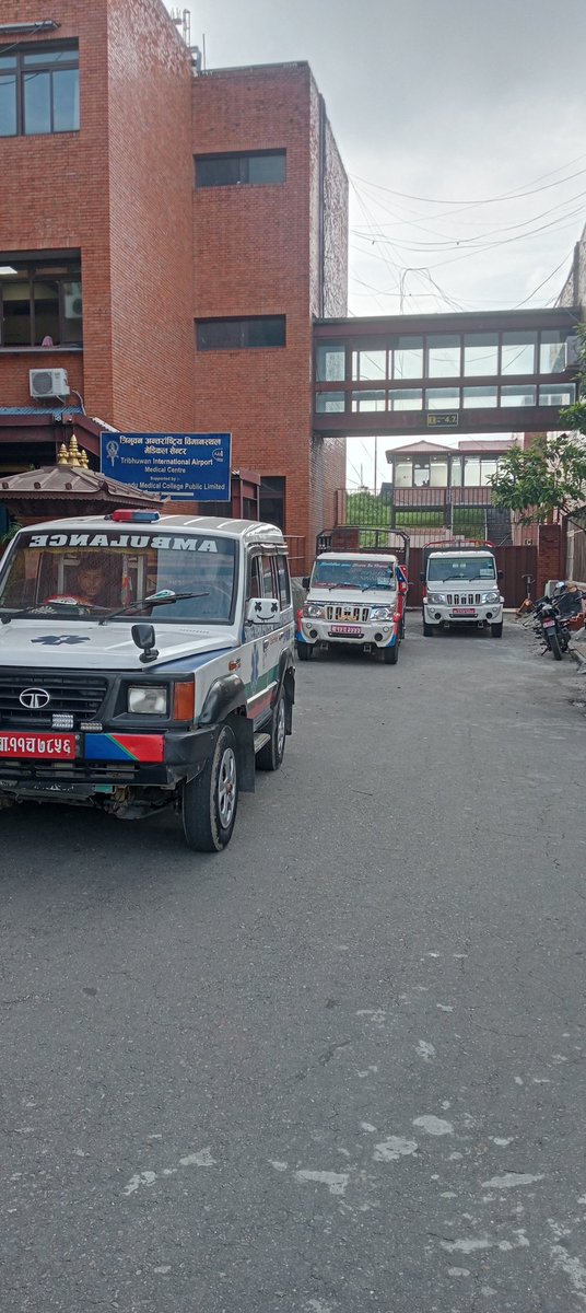 ayubaazad's tweet photo. These vehicles (4) are here (TIA) to collect the mortal remains of migrant workers.

Despite their enormous contribution to the economy this is how they're treated. They don't get even ambulance.
@MoLESS_Nepal @kpsharmaoli @hello_sarkar https://t.co/vOD7QwUkzO