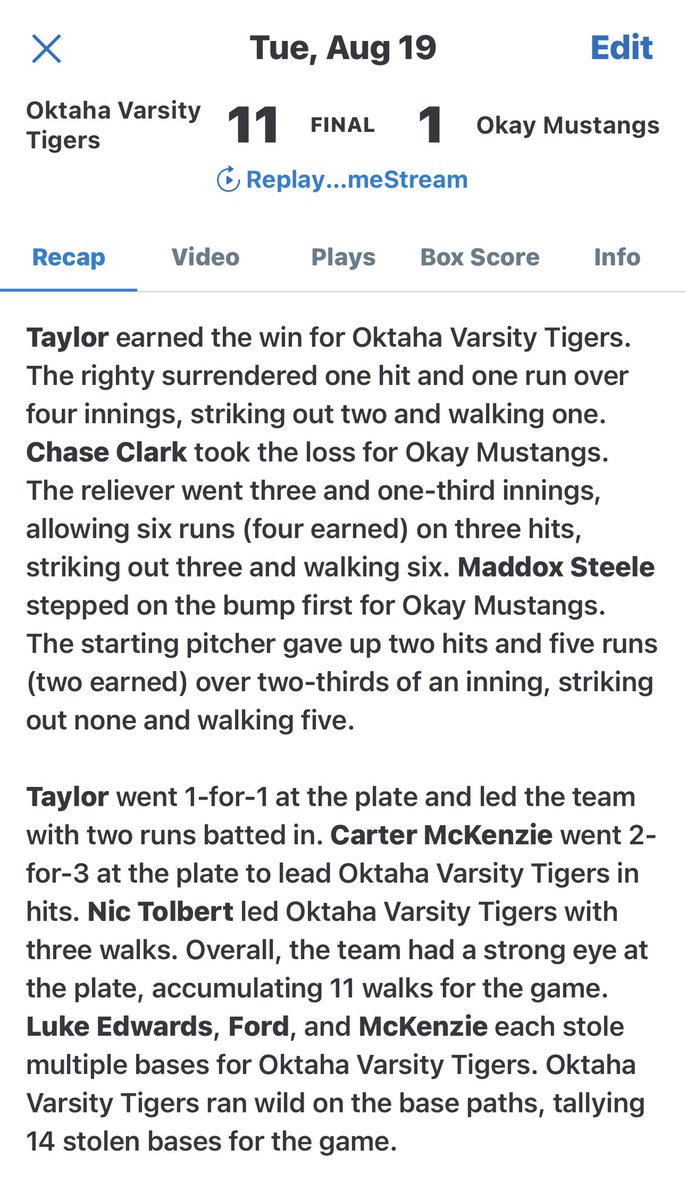 Tigers 11 Okay 1