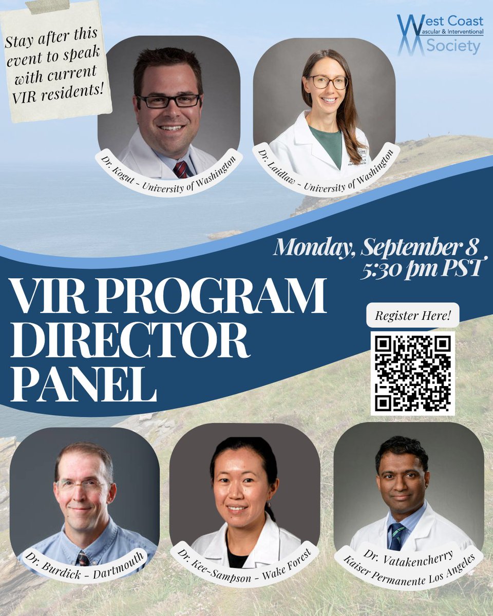 Join us for our #Match2026 VIR Program Director Panel, where we will hear from four fantastic programs! Please register and submit questions here: zoom.us/meeting/regist… 
Make sure to stay afterwards to chat with our #VIR residents! 
#IamIR #IGSurg #IRad #FutureRadRes #ERAS2026