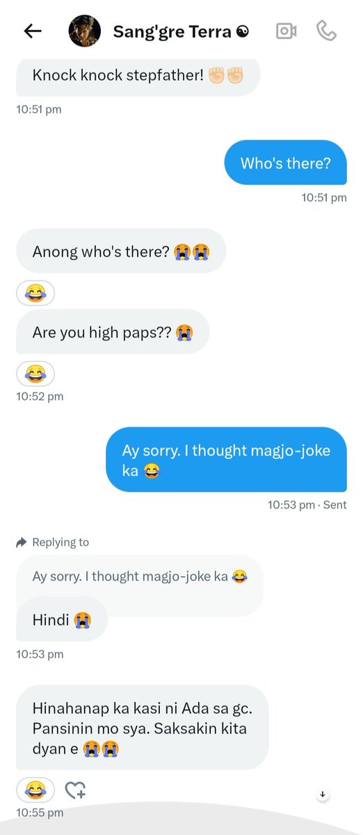Miss ko na yung ganitong dms mo bunso. Balik ka na. Saksakin mo na ako 😓
<a href="/Sanggre_Terra/">Sang'gre Terra ☯</a>