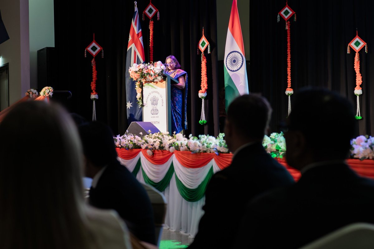 CGIPerth's tweet image. 79th #IndependenceDayIndia 2025

Consul General of India in Perth, Ms Kajari Biswas, hosted a Reception to celebrate the 79th Independence Day of India at the Indian Community Centre in Willetton, with over 300 attendees from across Western Australia.

In her address, the Consul