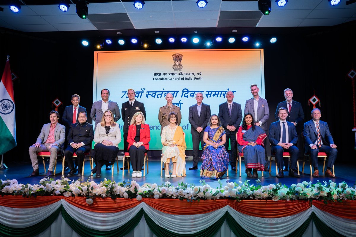 CGIPerth's tweet image. 79th #IndependenceDayIndia 2025

Consul General of India in Perth, Ms Kajari Biswas, hosted a Reception to celebrate the 79th Independence Day of India at the Indian Community Centre in Willetton, with over 300 attendees from across Western Australia.

In her address, the Consul