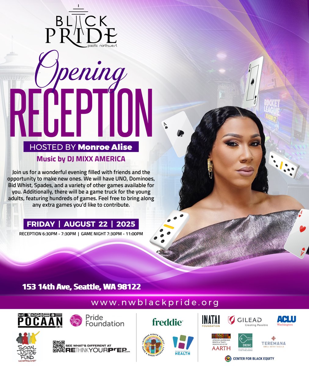 PNW Black Pride starts 8/22! Washington Hall is the place to be for the Opening Reception. 🌈✨ #PNWBlackPride #Pride2025