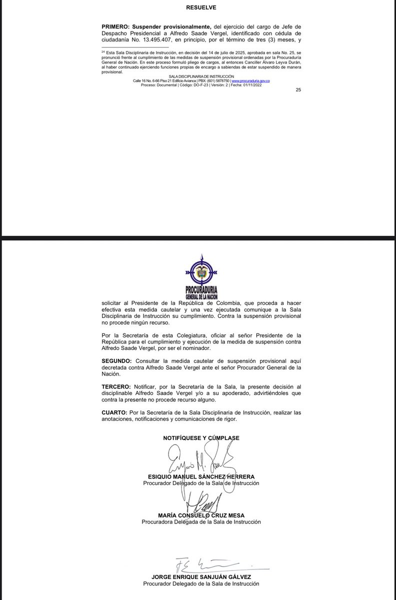 By Viral 24 (@byviral24) on Twitter photo 🚨🇨🇴ATENCIÓN Procuraduría acaba de suspender a <a href="/alfredosaadev/">pastor saade</a> jefe de despacho de <a href="/petrogustavo/">Gustavo Petro</a> por CORRUPCIÓN y irregularidades en el proceso de licitación para la expedición de pasaportes
NO PODRÁ ser nombrado embajador de Brasil 🇧🇷 🚨🇨🇴ATENCIÓN Procuraduría acaba de suspender a <a href="/alfredosaadev/">pastor saade</a> jefe de despacho de <a href="/petrogustavo/">Gustavo Petro</a> por CORRUPCIÓN y irregularidades en el proceso de licitación para la expedición de pasaportes
NO PODRÁ ser nombrado embajador de Brasil 🇧🇷