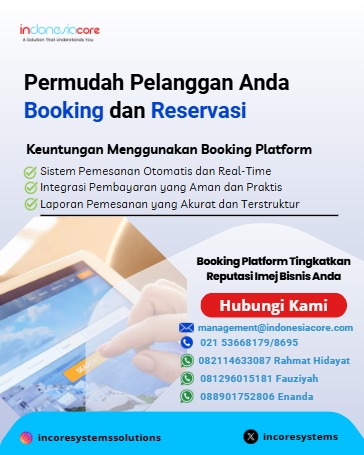 incoresystems's tweet photo. Booking jadi gampang, bisnis makin meningkat!

Nggak perlu ribet catat manual. Dengan Booking Platform, semua pesanan tercatat otomatis, pembayaran aman, laporan jelas, dan pelanggan puas.

🔥 Saatnya bikin usaha kamu lebih profesional dan dipercaya.

👉 Hubungi kami sekarang

#developer #booking #platform #systems #umkm #bisnisdigital