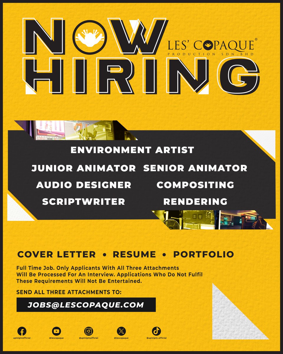 We’re growing our family! Les’ Copaque Production is looking for passionate, creative, and driven individuals to join our team. If you’re ready to bring stories to life and shape the future of Malaysian animation, apply now and be part of our journey! Apply NOW!!!!

#LCPower