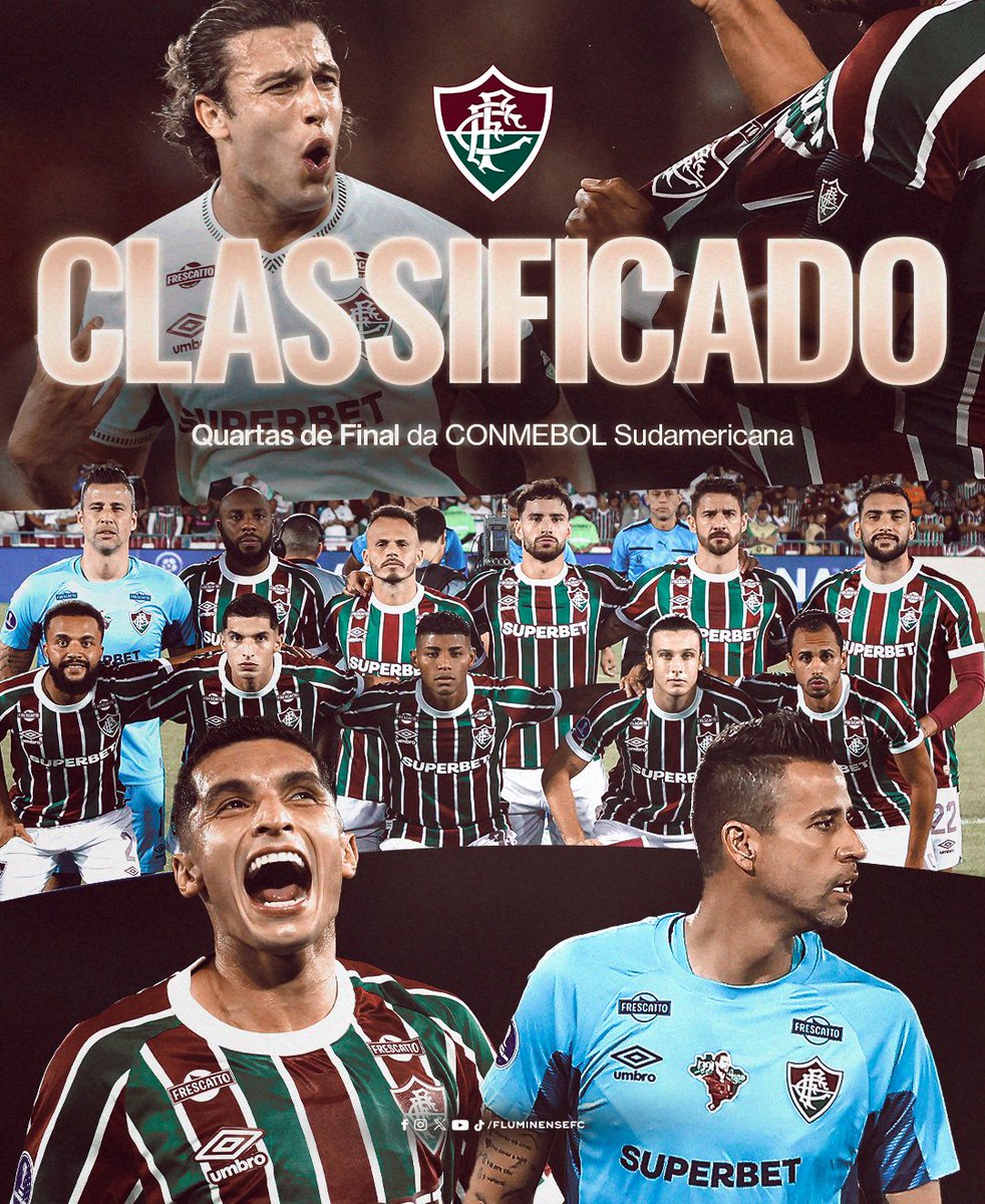 Fluminense F.C. (@fluminensefc) on Twitter photo CLASSIFICADOOOOOSSSS!
ESTAMOS NAS QUARTAS DA <a href="/SudamericanaBR/">CONMEBOL Sudamericana</a>! POR MAIS ESSA TAÇA, MEU FLUMINENSE! CLASSIFICADOOOOOSSSS!
ESTAMOS NAS QUARTAS DA <a href="/SudamericanaBR/">CONMEBOL Sudamericana</a>! POR MAIS ESSA TAÇA, MEU FLUMINENSE!