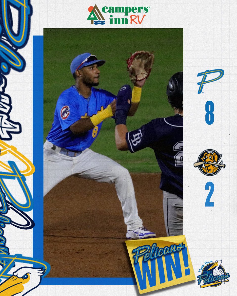 Extending that division lead! The Pelicans are 6.0 games ahead in the Carolina League South! 💪

#MBPelicans | <a href="/CampersInnRV/">Campers Inn RV</a>