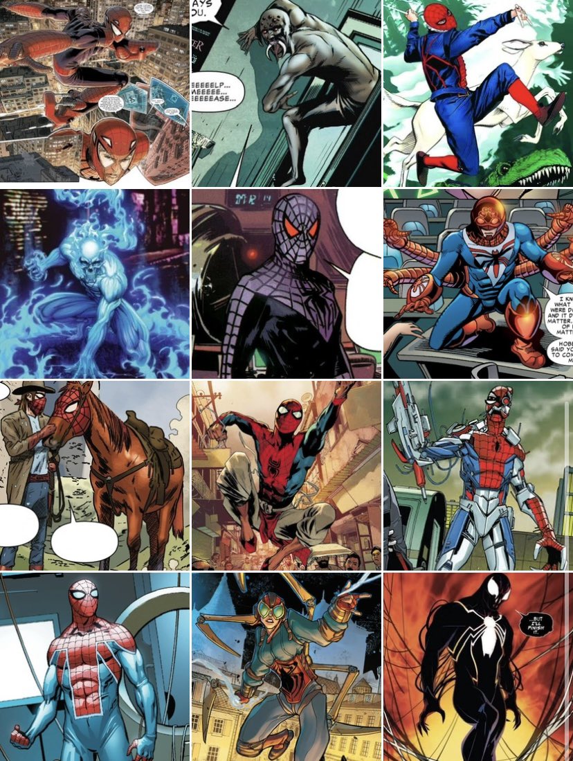 klynteceleran's tweet photo. What alternate Spider-Man would you most want to see get their own show?
#marvel #spiderman #SpiderVerse #milesmorales #Spiderman2099 #spiderpunk #spidermannoir #spidersman #spiderrex #GhostSpider #spidermanUK #spidermanindia https://t.co/2pFt33UI3v