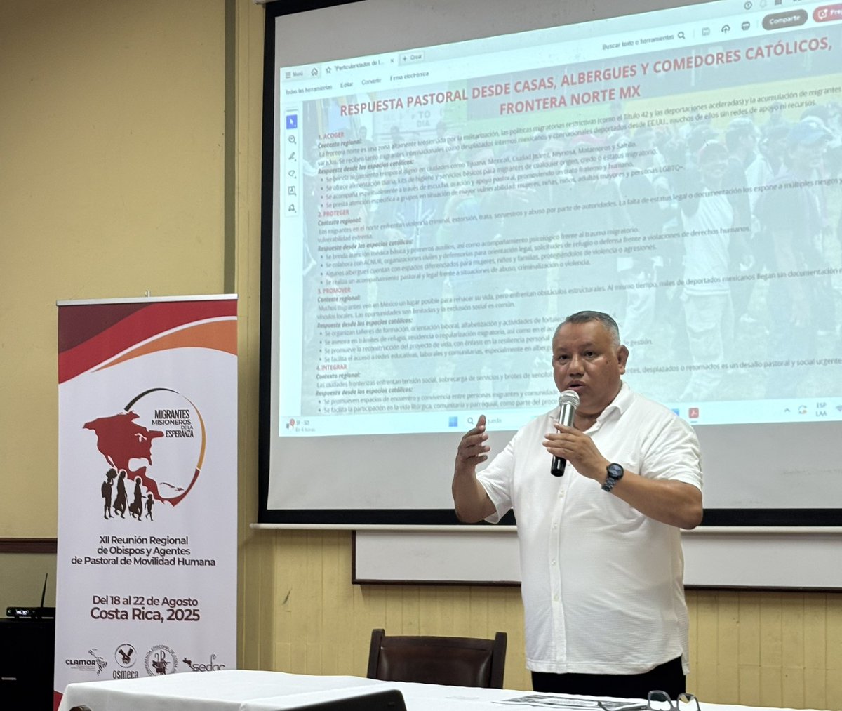 XII Reunión regional de obispos y agentes de Pastoral de Movilidad Humana de 
Canadá, Estados Unidos, México y Centroamérica en #CostaRica. Compartimos la situación migratoria actual en nuestros países. En la Misa pedimos a Dios por todos. Nos encomendamos a sus oraciones