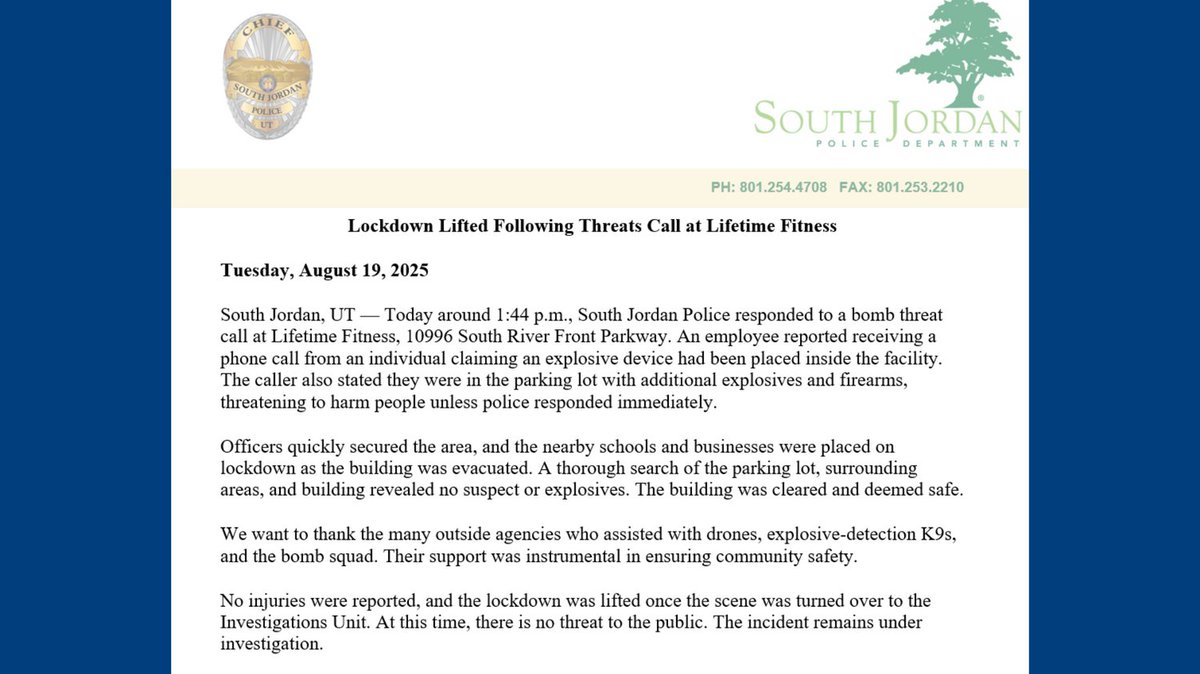 South Jordan Public Safety (@sojopolicefire) on Twitter photo 