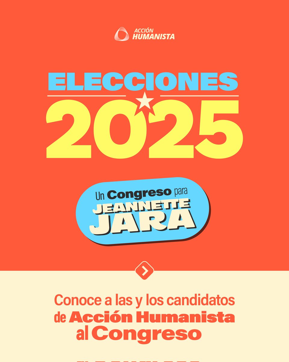 ⭐️¡Un Congreso para Jeannette Jara!

Conoce a las y los candidatos de Acción Humanista para estas elecciones parlamentarias. 🧡

Buena gente que se la jugará por seguir avanzando en derechos, protección al medioambiente y dignidad para todas y todos quienes habitamos Chile.🍃