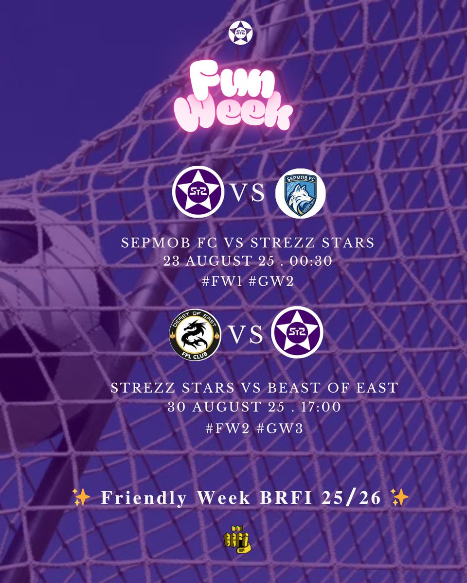 Strezz_Stars's tweet photo. Strezz Stars our Friendly Match schedule in August before match Battle @LigaBRFI
๐๏ธ๐ ๐๐
#StrezzStars #FunWeek #BRFI https://t.co/X8UjJVMiJo