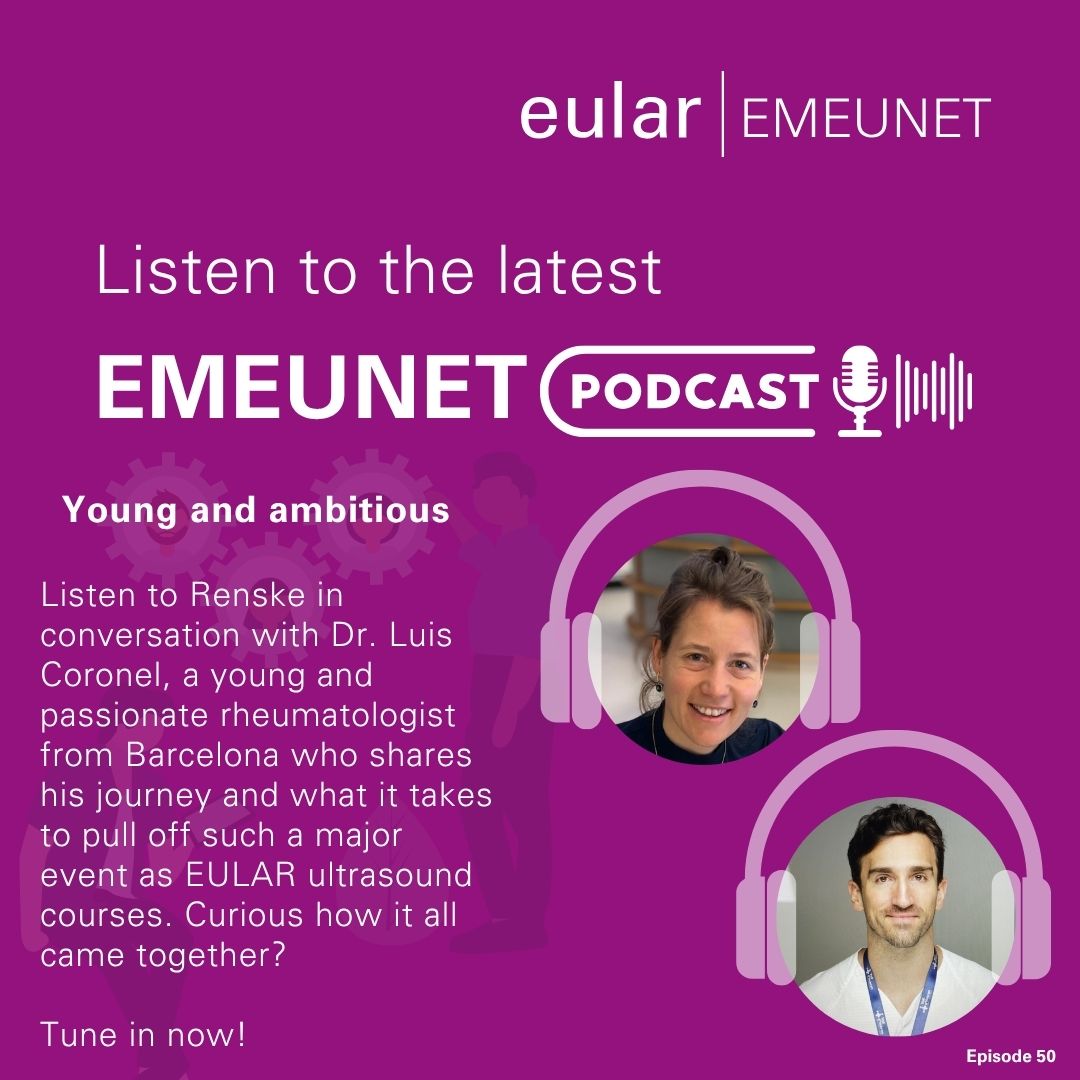 EMEUNET (@emeunet) on Twitter photo 🎙️New EMEUNET Podcast episode out now!
📌"Young and ambitious" – <a href="/LjaMeijer/">Renske Meijer</a> chats with Dr. Luis Coronel, a passionate rheumatologist from Barcelona
🎯Discover how he shaped the EULAR ultrasound courses !
🎧Tune in to Episode 50 now!
pulse.ly/kedxaejzo2
<a href="/eular_org/">EULAR</a> #EMEUNET 🎙️New EMEUNET Podcast episode out now!
📌"Young and ambitious" – <a href="/LjaMeijer/">Renske Meijer</a> chats with Dr. Luis Coronel, a passionate rheumatologist from Barcelona
🎯Discover how he shaped the EULAR ultrasound courses !
🎧Tune in to Episode 50 now!
pulse.ly/kedxaejzo2
<a href="/eular_org/">EULAR</a> #EMEUNET