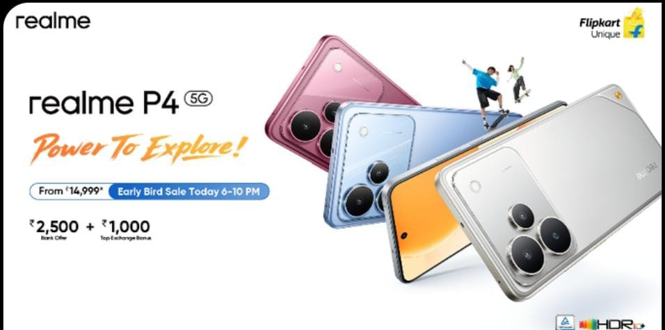 its_akshuu's tweet image. Why wait for later when best price is today?
The #realmeP4 Early Bird Sale is here.
Buy between 6–10 PM.
At only ₹14,999*! #realmeP4SeriesLaunchToday