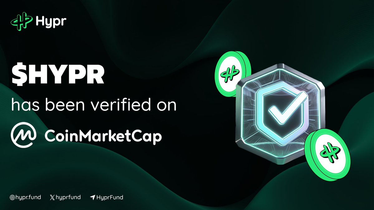 𝐀𝐧𝐨𝐭𝐡𝐞𝐫 𝐦𝐢𝐥𝐞𝐬𝐭𝐨𝐧𝐞 𝐚𝐜𝐡𝐢𝐞𝐯𝐞𝐝: $HYPR 𝐢𝐬 𝐧𝐨𝐰 𝐨𝐟𝐟𝐢𝐜𝐢𝐚𝐥𝐥𝐲 𝐯𝐞𝐫𝐢𝐟𝐢𝐞𝐝 𝐨𝐧 <a href="/CoinMarketCap/">CoinMarketCap</a> 

From day one, we’ve been clear. Hypr isn’t just another token built on hype. It’s a purpose-driven ecosystem designed to connect communities with real