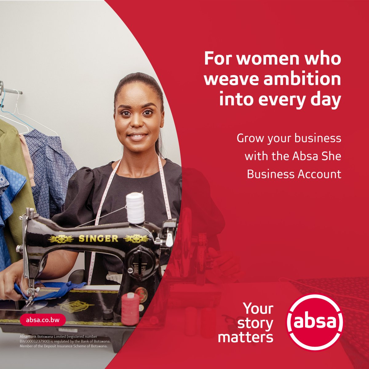 Every stitch tells a story of hustle and progress.
The Absa She Business Account backs women who build boldly with funding, advice and business tools.

Grow your venture with confidence.
🔗 absa.co.bw/business/she-a…
#YourStoryMatters #SheMeansBusiness