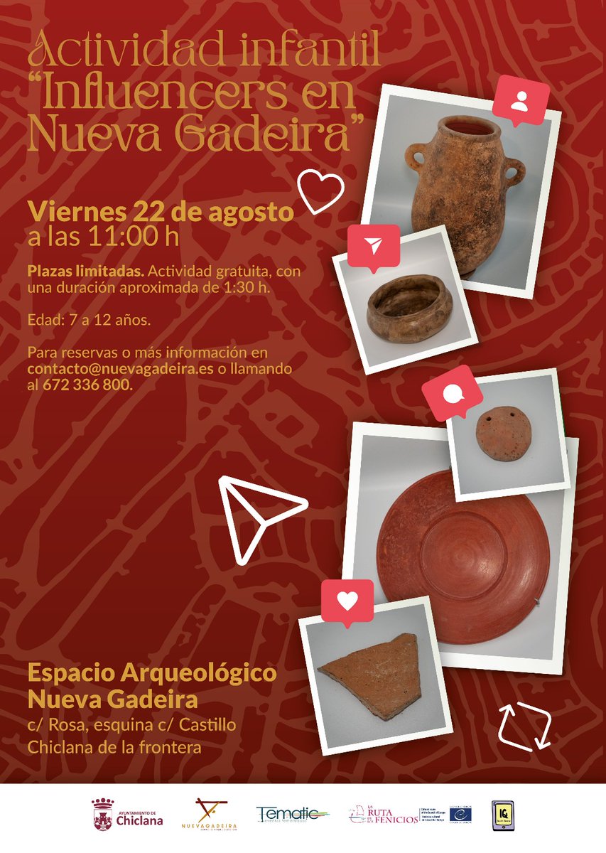 🚨🚨🚨 Atención 🚨🚨🚨
🗓️ #Viernes 22 de #agosto.
⏰11:00 h.
⌛Duración aproximada: 1 h 30 min.
🧒🏽👧🏾 Entre 7-12 años.
📍 Espacio Arqueológico Nueva Gadeira
💰 Gratuito.
- Reserva:
📩contacto@nuevagadeira.es 
📱672 336 800.
🚨 Plazas limitadas.