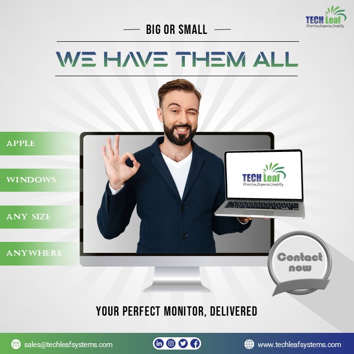 TECHLeafsystem's tweet image. Need a monitor fast? 
 From small training screens to massive trade show displays—Apple or Windows—we’ve got you covered. Affordable rates. Nationwide delivery. Your moment, on screen. 
#MonitorRental #TechMadeEasy