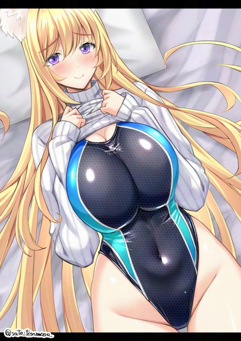 セーター競泳水着でゆる誘惑なアカネ 