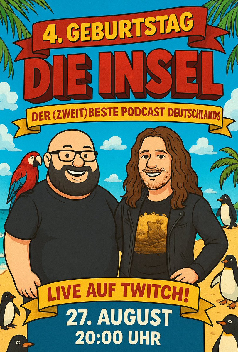 Der 4. Insel-Geburtstag!

Am 27. August 2025 LIVE auf Twitch - Nur hier: twitch.tv/andre_mcfly

Seid bei der Aufnahme live dabei und feiert mit uns! Wenn ihr uns Glückwünsche oder Ähnliches zuschicken möchtet, dann tut dies bitte rechtzeitig.

Wir freuen uns auf euch!