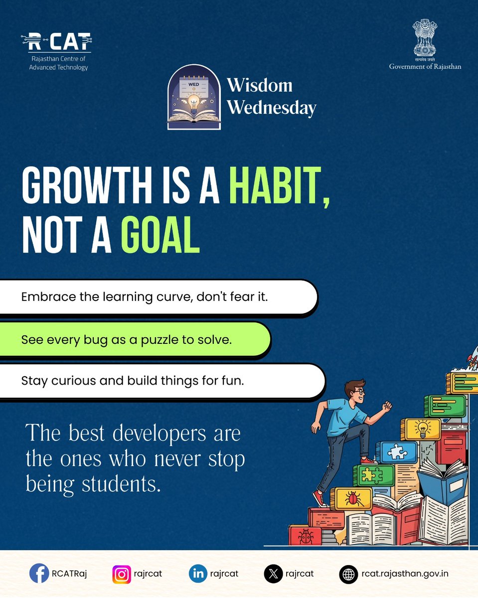 rajrcat's tweet image. Growth isn’t about reaching an end point — it’s about staying curious, embracing challenges, and learning every day.
The best developers never stop being students.
#GrowthMindset #KeepLearning #DeveloperJourney #StayCurious #TechGrowth #NeverStopLearning