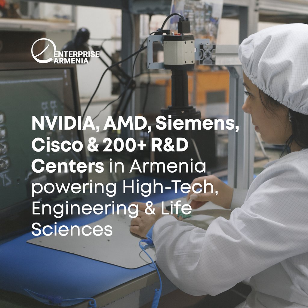 🚀 Armenia is home to 200+ R&amp;D companies and university-based research hubs, driving breakthroughs in high-tech, engineering, and life sciences.

🌍 Global tech leaders like <a href="/nvidia/">NVIDIA</a>, <a href="/Cisco/">Cisco</a>, <a href="/AMD/">AMD</a>, and <a href="/Siemens/">Siemens</a> have already chosen #Armenia. Even more impressively, <a href="/Synopsys/">Synopsys</a>