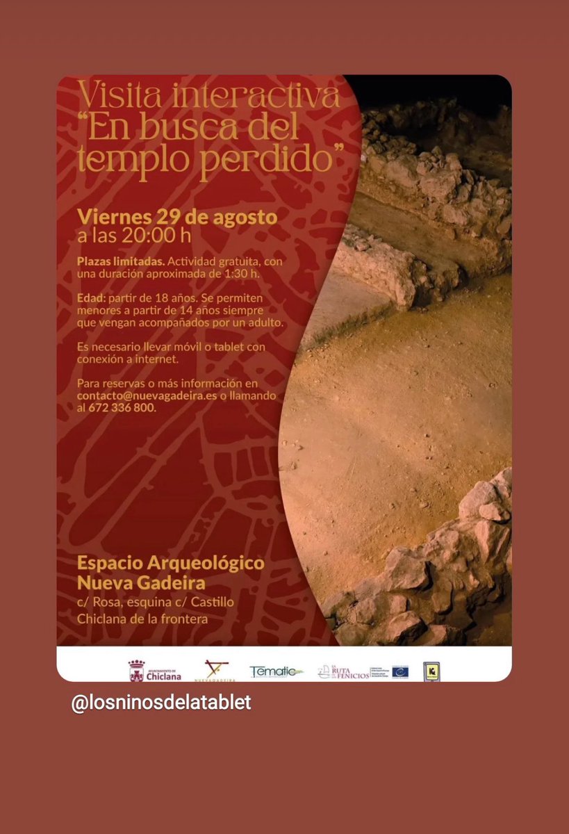 🗓️Visita interactiva en busca del templo perdido.

🗓️Interactive tour in search of the lost temple.

#nuevagadeira #Chiclana #talleres #historia