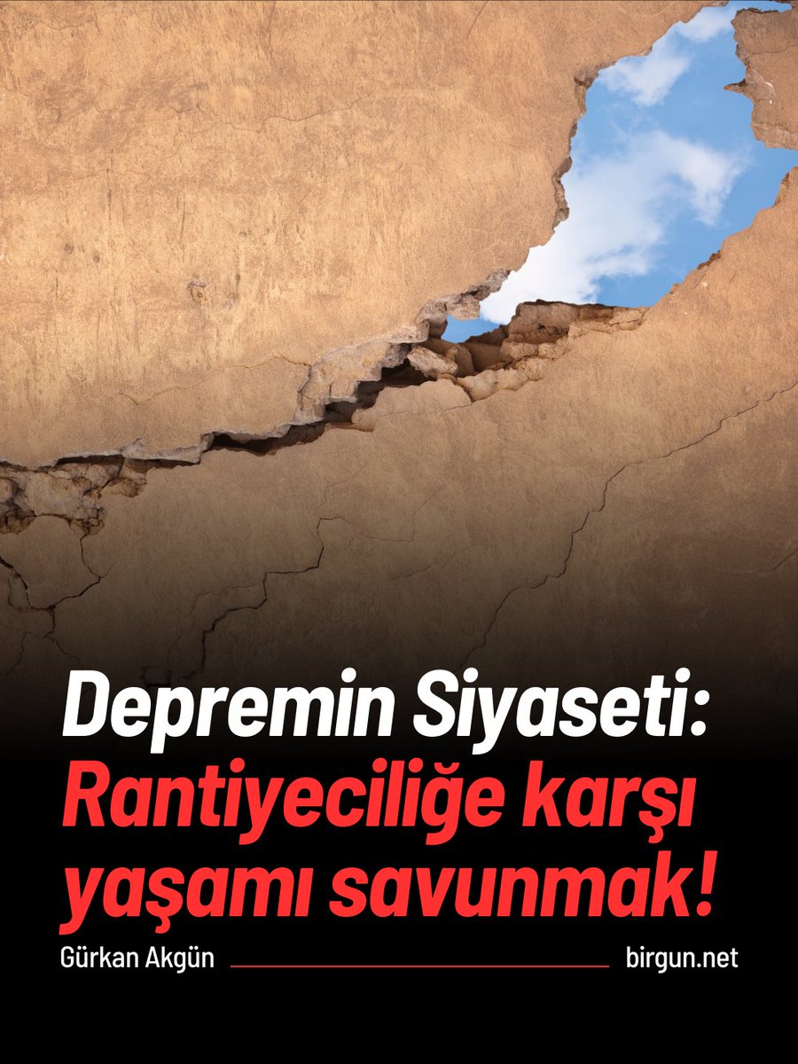 Gürkan Akgün (@akgungurkan) on Twitter photo “Geleceğe yönelik bu topluma sunulacak en önemli vaat/proje şudur: ‘Size yaşamı vadediyoruz.’ Bu kadar temel, bu kadar gerçek.”
<a href="/BirGun_Gazetesi/">BirGün Gazetesi</a> ’nde yayımlanan, “Depremin Siyaseti: Rantiyeciliğe Karşı Yaşamı Savunmak” başlıklı yeni yazımı aşağıdaki bağlantıdan okuyabilirsiniz. “Geleceğe yönelik bu topluma sunulacak en önemli vaat/proje şudur: ‘Size yaşamı vadediyoruz.’ Bu kadar temel, bu kadar gerçek.”
<a href="/BirGun_Gazetesi/">BirGün Gazetesi</a> ’nde yayımlanan, “Depremin Siyaseti: Rantiyeciliğe Karşı Yaşamı Savunmak” başlıklı yeni yazımı aşağıdaki bağlantıdan okuyabilirsiniz.