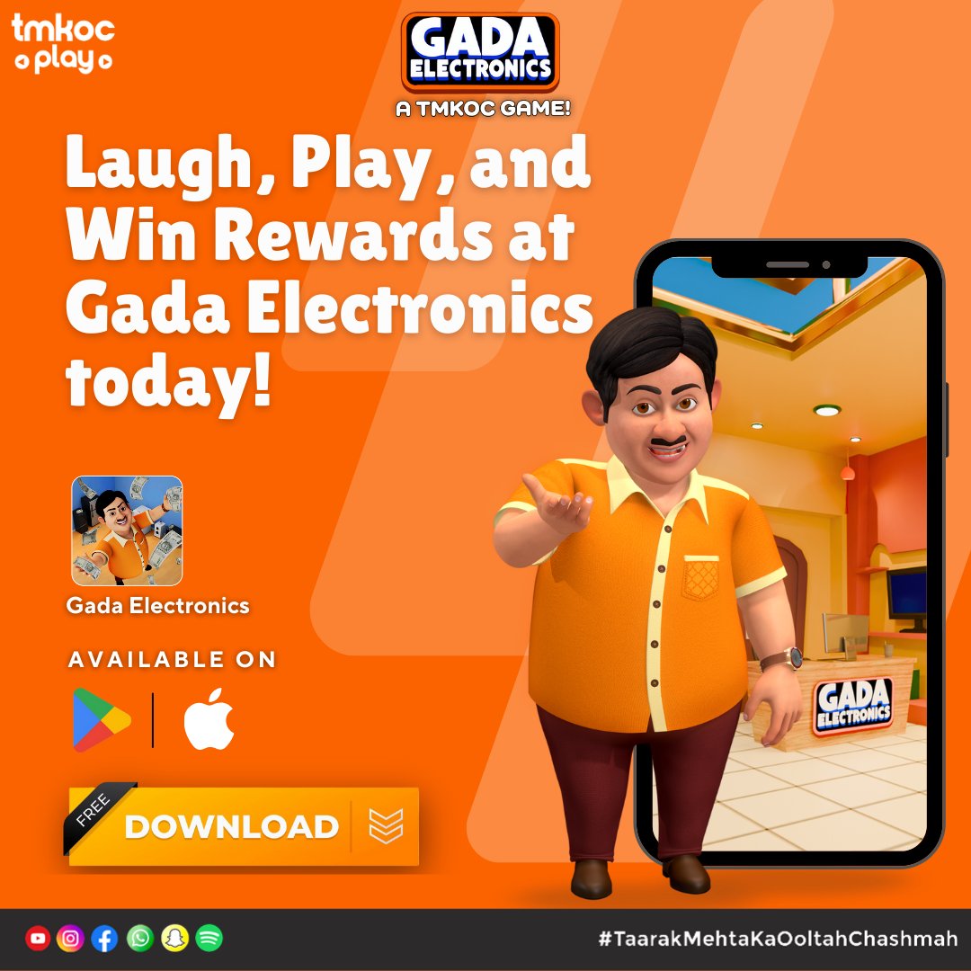 Build your business empire just like Jethalal!

Rule the market in the No.1 Business Simulation Game Gada Electronics!
Download now: play.google.com/store/apps/det…

#gadaelectronics #jethalal #bagha #nattukaka #games #tmkocgame #TaarakMehtaKaOoltahChashmah