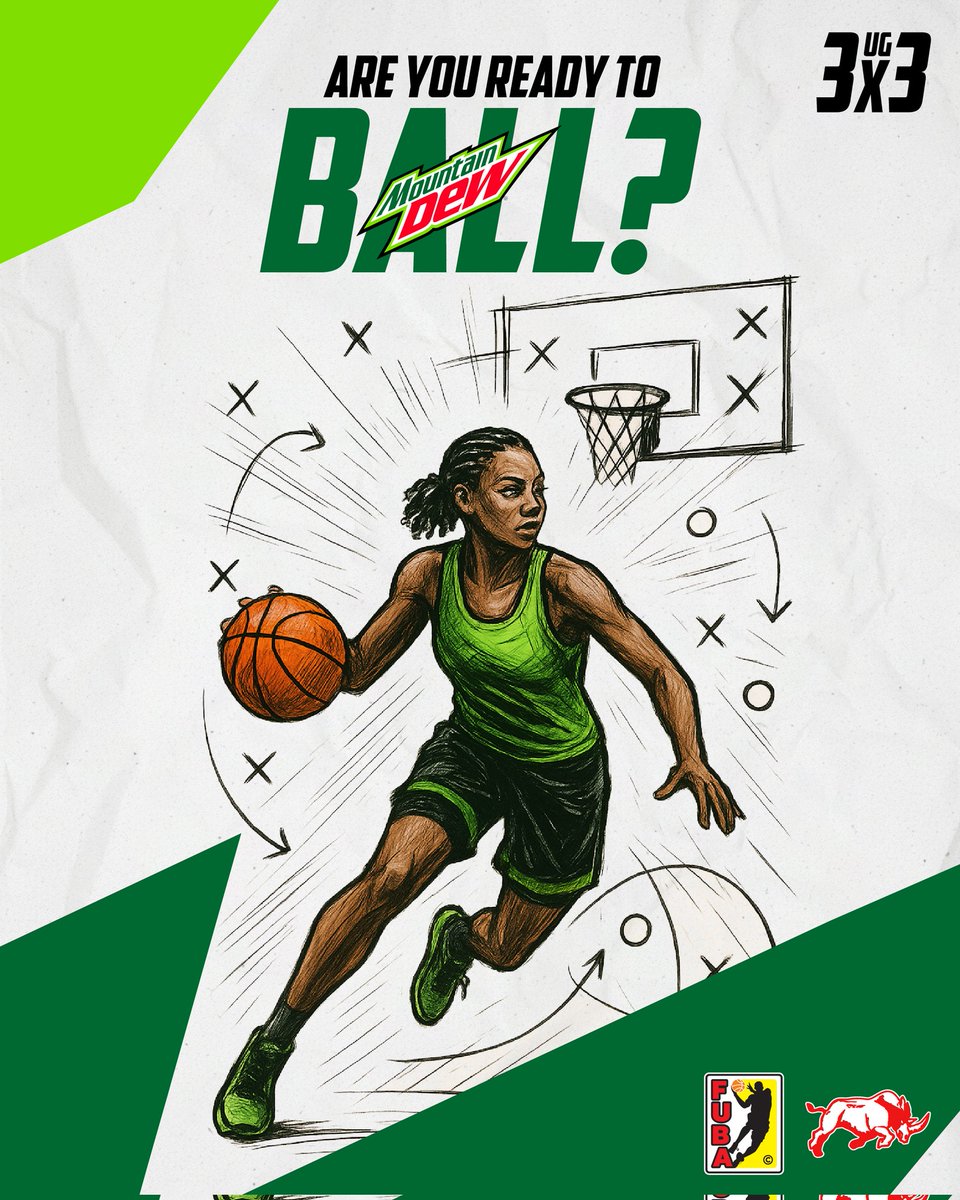 ARE YOU READY TO BALL🏀?🔥

Get your team ready:
- 4 players
- 24yrs and below
- Must have 2 Ugandans
- Maximum 2 NBL players

Great Fun. Great Prizes. 

#UG3X3
#DoTheDew
#MountainDew3x3