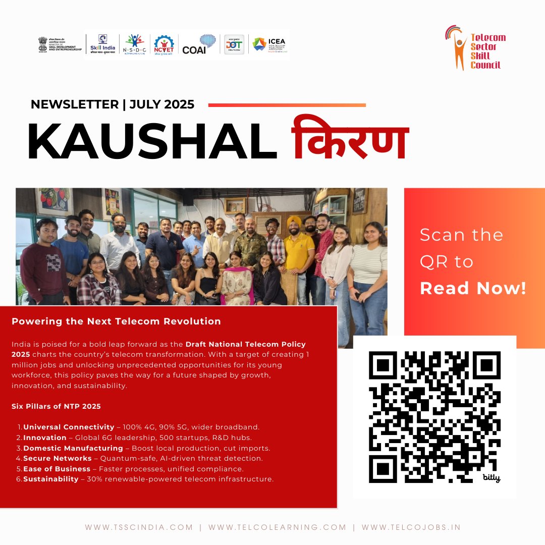 TSSCINDIA's tweet image. 📖 Read the July 2025 edition at: tsscindia.com/App_Files/Medi…
 
🌐Explore TSSC at: tsscindia.com

@MSDESkillIndia | @NSDCIndia 

#tssc #kaushalkiran #upskillingindia #telecomskills #skillsforfuture #telecomindia #digitalindia #youthskills #futureofwork #makeinindia