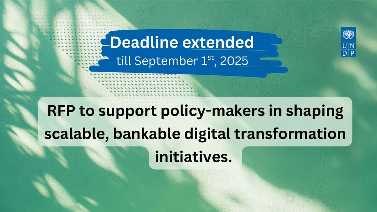 🟢The deadline of our #RFP has been extended till September 1st. 

🔗tinyurl.com/UNDPADB

#Digital strategies #DPI #AI sandboxes #Govtechinstitutions #LearningJourney
