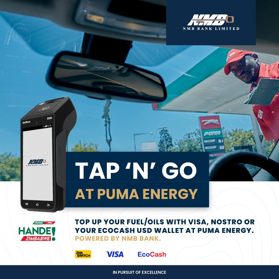 NMB Bank Zim (@nmbbankzim) on Twitter photo Top up your fuel in a convenient way, swipe or pay using USD Ecocash on an NMB Swipe machine! Top up your fuel in a convenient way, swipe or pay using USD Ecocash on an NMB Swipe machine!