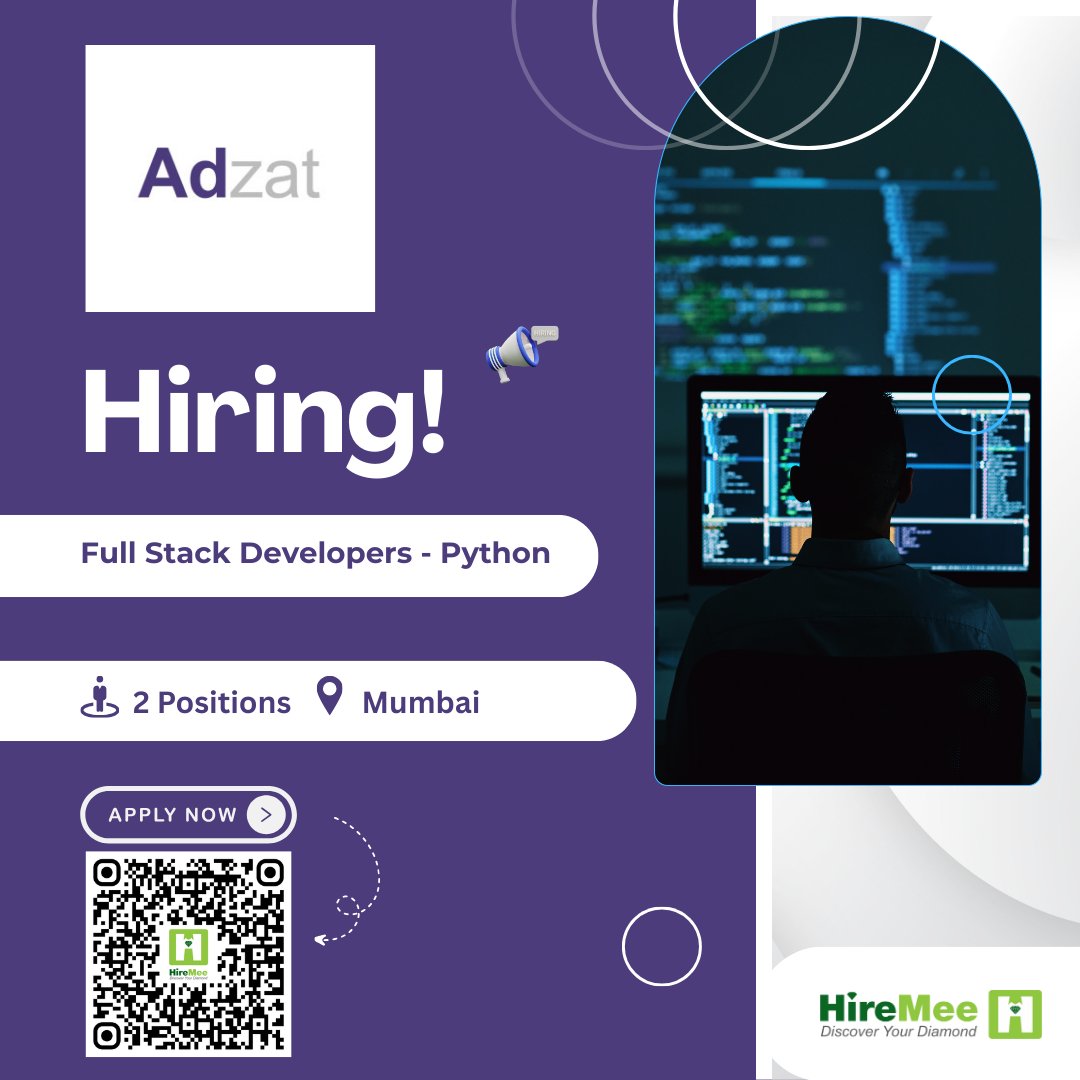 Hiremeeinc's tweet photo. Adzat is hiring Full Stack Developers in Mumbai!

Apply now - https://t.co/bJlIW9frwb

#hiring #hiringnow #jobs #JobOpportunity #jobsin2025 #JobsInIndia #HireMee #adzat #fullstackdeveloperjobs #jobsinmumbai #fullstackdevelopersjobsinmumbai #mumbaijobs https://t.co/RHdhJW5aRe
