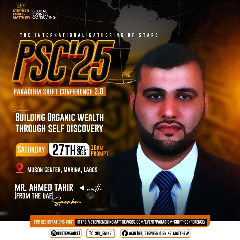 This year's Paradigm Shift Conference 2.0 will be a game-changer in your journey to self discovery.

Notable &amp; successful personalities will be key speakers at the conference.

Don't wait until the seats are exhausted, register for your seat at: stephenenikematthewgbc.com/event/paradigm