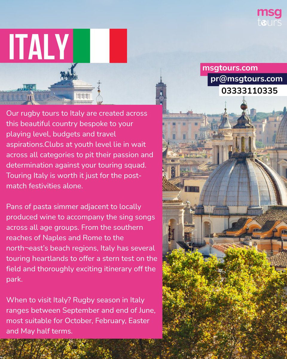 MSG Tours (@msgtours) on Twitter photo Touring Italy is worth it just for the post-match festivities alone.
Contact us for more information!
Msgtours.com
Pr@msgtours.com Touring Italy is worth it just for the post-match festivities alone.
Contact us for more information!
Msgtours.com
Pr@msgtours.com