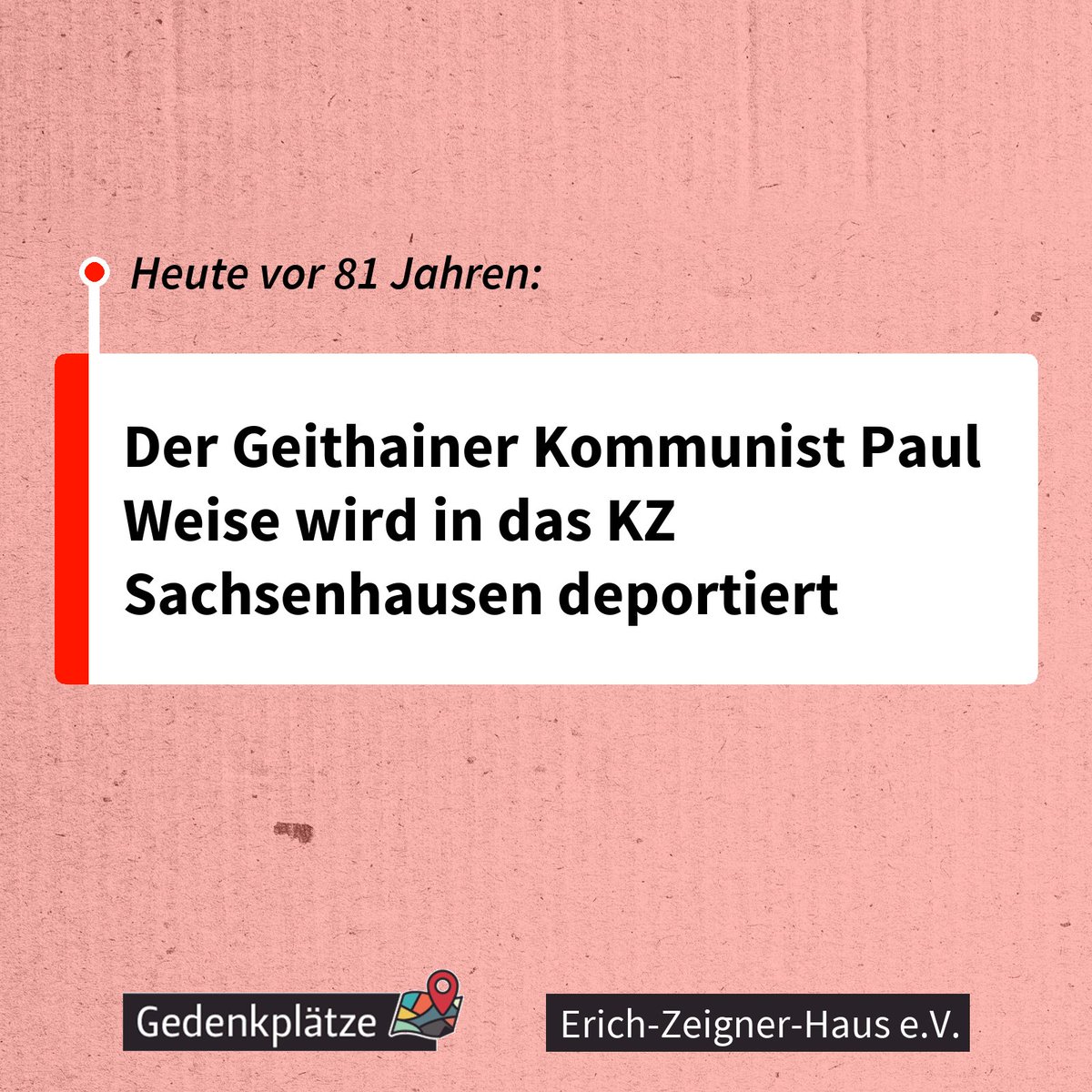 #OTD vor 81 Jahren: Der Geithainer Kommunist Paul Weise wird in das KZ Sachsenhausen deportiert gedenkplaetze.info/biografien/pau…